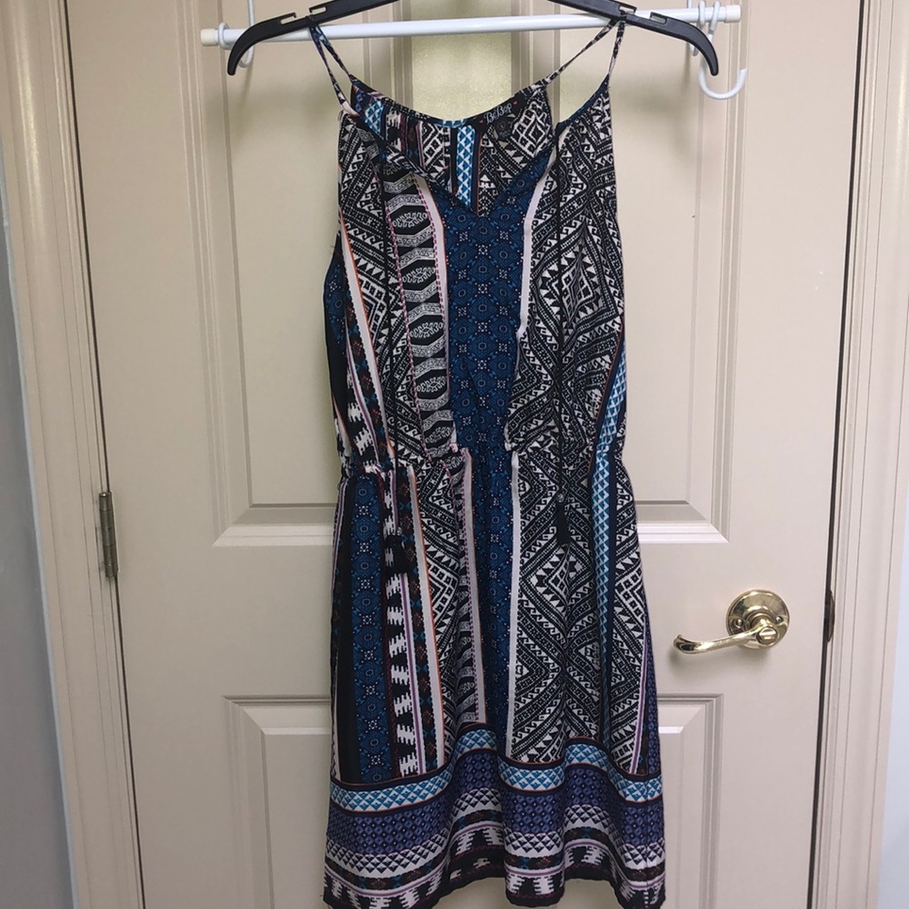 Patterned dress with tassels